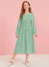Sea Green Colour stylish Party Wear Georgette Girls Stylish One Piece Kids Collection DHUREE 01